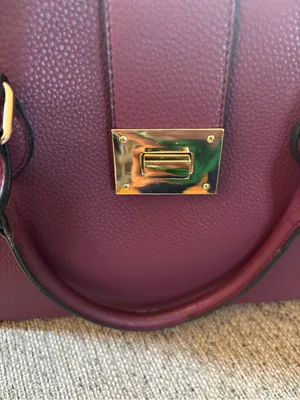 Kelly & Katie Plum Pebbled Satchel with Gold Hardware and Detachable Strap thumbnail 5