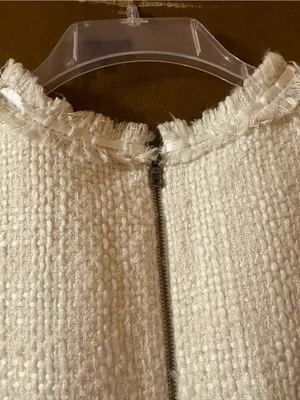 NWT Alice + Olivia Coley Tweed Sleeveless Mini Dress in White thumbnail 8