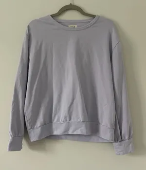 Pact Organic Cotton Open Back Relaxed Fit Lilac Casual Sweater Large thumbnail 1
