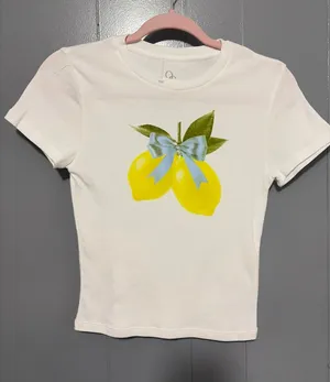 NWOT Organic Generation White Lemon Pearl Cotton Crewneck Baby T-shirt S thumbnail 1