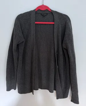 Banana Republic Dark Charcoal Open-Front Knit Cardigan thumbnail 1