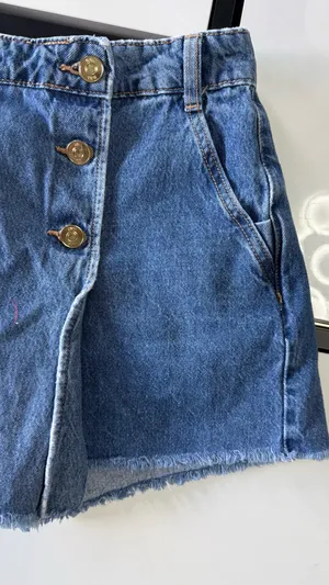 Zara High-Waisted Asymmetric Denim Skort - Light Wash - Size XS thumbnail 7