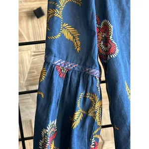 Madewell x Warm Womens Top XS Blue Floral Ruffle V Neck Long Sleeve boho thumbnail 4