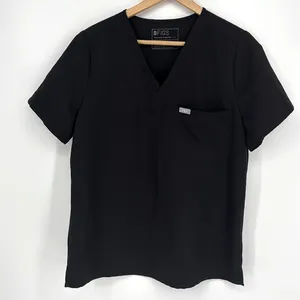 Figs Caterina Short Sleeve V-Neck Scrub Top Women's Size Large in Black - EUC! thumbnail 2