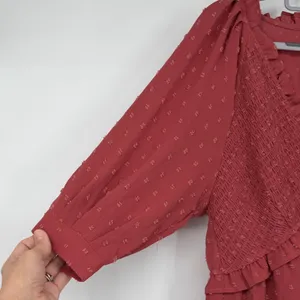 NWT Arula Size X 10/12 Terracotta Swiss Dot Smocked Mini Dress Cottage Fall thumbnail 3