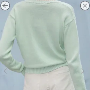 Brandy Melville Leigh Mint Green Ribbed V-Neck Sweater NWT OS thumbnail 3