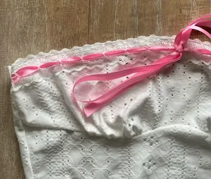 Mary had a little lamb ribbon eyelet lettuce edge crop top XS NEW thumbnail 2