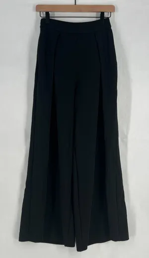 Shein Palazzo Crepe Pants Womens XS Black Pleated Side Zip‎ High Rise Wide Leg thumbnail 1