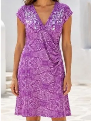 NWOT Athleta Nectar Faux Wrap Dress Purple Size Large thumbnail 2