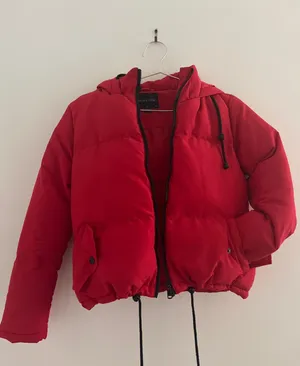 Brave Soul Red Puffer Coat Cropped thumbnail 1