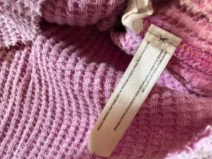 Free People One Waffle Knit Henley Of The Girls Top Pink Small thumbnail 7