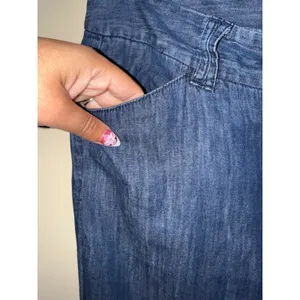Michael Kors Women Indigo Blue Wide Leg Chambray Denim Trousers Pants Size 10 thumbnail 4