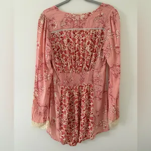 Free People Coquette Odette Fairycore Floral Printed Bell Sleeve Tunic medium thumbnail 10