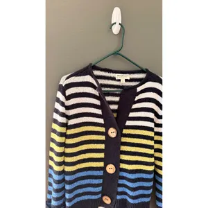 Norm Thompson Vintage Striped Button Front Cardigan Sweater‎ Blue Lagen Artsy thumbnail 3