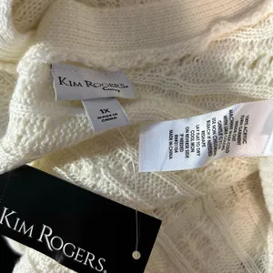 Cable Knit Poncho Cape NWT Kim Rogers Curvy Ivory 1X Sleeveless Boho Y2K Casual thumbnail 8