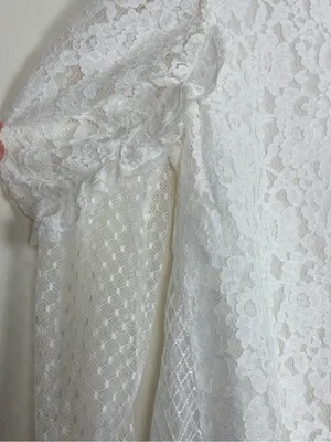 See by Chloe white mixed lace puff sleeve long sleeve top. Estimated size small thumbnail 2