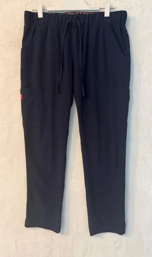 Betsey Johnson Navy Blue Scrub Pants‎ Womens Medium Cargo Jogger Elastic Waist thumbnail 1