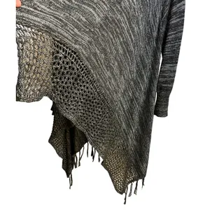 One World Size XL Live and Let Live Women's Cardigan Sweater Gray/Black thumbnail 8