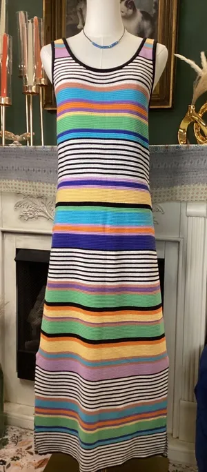 Roxy Womens Multi Color Striped Knit Sleeveless Maxi Dress Medium ERJKD03322 thumbnail 1