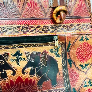 PURE Shantiniketan Leather Large Tote‎ Bag Medium Elephant Handmade Indian Purse thumbnail 6