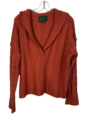 American Eagle Burnt Orange Cable Knit Shawl Collar Lightweight Sweater Top XS thumbnail 1