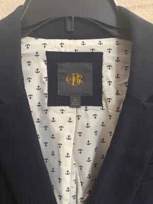 Classic Navy Blazer with Patterned Lining Blue Size M thumbnail 2