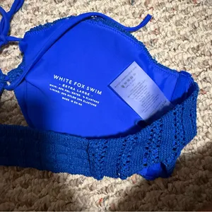 White Fox Hello Sunshine Bandeau Bikini Top Electric Blue Thong- Size Medium/XL thumbnail 6