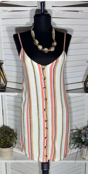 Vintage Y2K RipCurl babydoll mini dress striped festival boho coastal cowgirl S thumbnail 1
