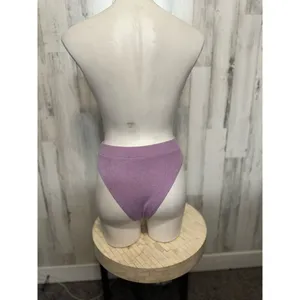 SheIn Lavender Ribbed High Waisted Bikini Bottoms Minimal Swimwear Small thumbnail 3