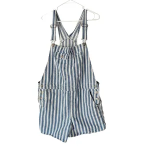 American Eagle Blue White Denim Overall Shorts size XL thumbnail 3