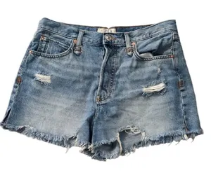 Free People Button Fly Distressed Raw Hem Shorts Size 30 thumbnail 1