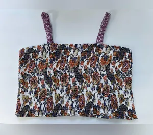 ANTHROPOLOGIE Verona Smocked Pajama Lounge Top Paisley Floral Crop Modal Size XL thumbnail 12