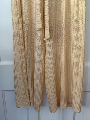 Wide-Leg Knit Palazzo Pants in Cream thumbnail 3