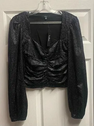 NWT Lulus Cropped Sequin/Sparkle Top Size Small thumbnail 1