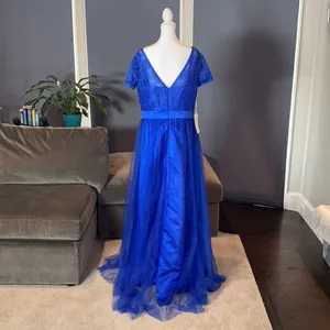 Women’s Short Sleeve Full Length Lace & Tulle Bridesmaid Party Dress Size XL NWT thumbnail 4