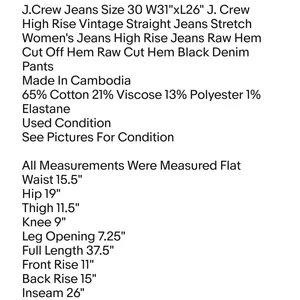J.Crew Jeans Size 30 W31"xL26" J. Crew High Rise Vintage Straight Jeans Stretch Women's Jeans thumbnail 2
