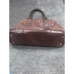 Banana Republic Brown Leather Bowling Satchel Bag Brass Buckles Y2K Slouchy thumbnail 3