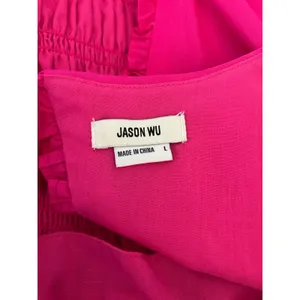 Jason Wu Smocked Eyelet Open Back Midi Dress‎ Large Hot Pink thumbnail 5