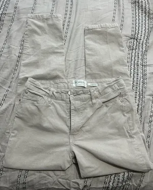 Women’s Cream Corduroy Straight Leg Pants thumbnail 1