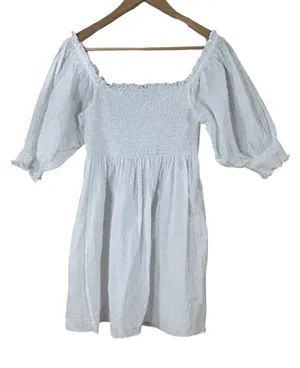 Hill House Athena Nap Dress White Smocked Puff Sleeve Cotton XS thumbnail 1