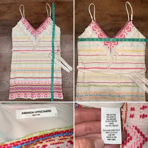 Amanda Uprichard White Fringe Knit Dress with Pink & Multicolor Embroidery thumbnail 11