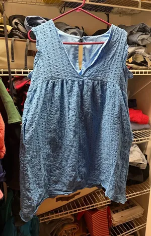 Blue Eyelet Sleeveless V-Neck dress thumbnail 1