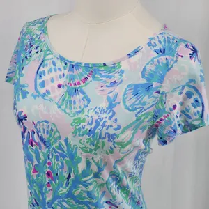 Lilly Pulitzer Blue Green Floral Print Pima Cotto Mini Dress thumbnail 8