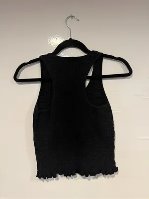 American Eagle Outfitters Black Smocked‎ Tank Top thumbnail 3