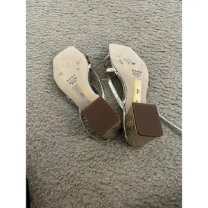 Sam Edelman Gold Crocodile Strappy Block Heel Sandals Ankle Strap US 8.5 unused thumbnail 5