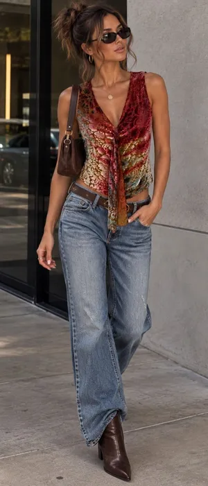 Julie Mango Velvet Burnout Tunic Top Size M Y2K Boho Floral Ombre thumbnail 1