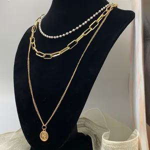 Pearl Paper Clip Multi Layered Necklace thumbnail 5