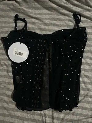 Princess Polly Black Sheer Sparkle Cami Top thumbnail 2