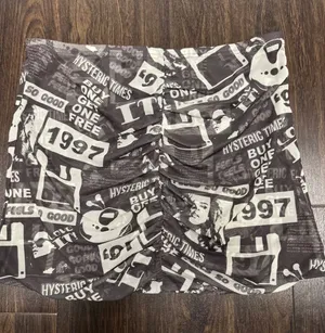 THE‎ KRIPT Ruched Graphic Mesh Mini Skirt thumbnail 1