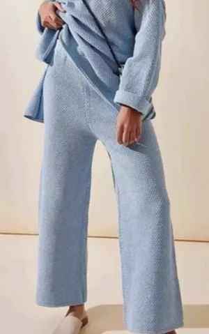Free People FP Beach Size S Hailee Sweater Knit Wide Leg Pants Blue thumbnail 1